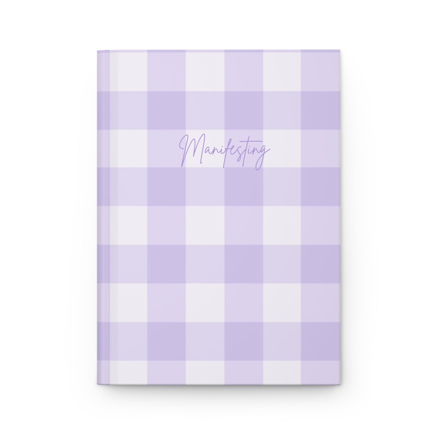 Notebook | Purple Manifesting Gingham Hardcover Notebook, Purple Check Notebook for School, Journal for Writers, Cute Planner